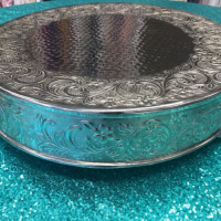silver scroll cake stand