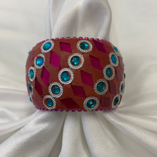 turquoise and fuschia napkin ring 